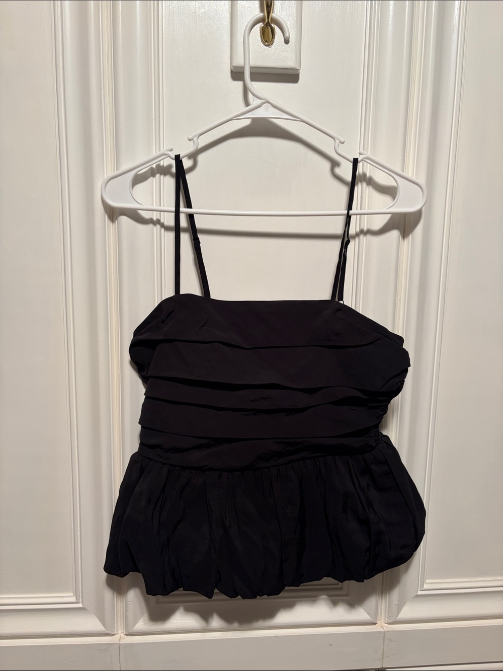 a new day Black Tiered Peplum Spaghetti Strap Camisole